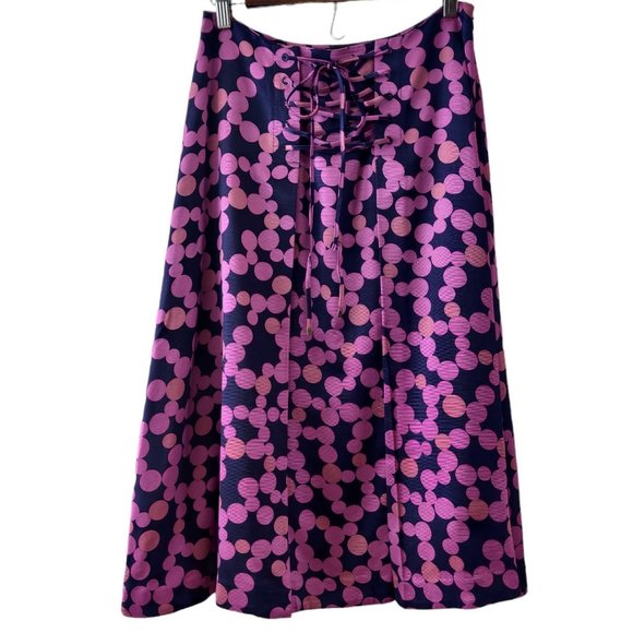 Maeve Anthropologie Womens NWT Plum Prune Zadie Dot Corset Lace Up Lined Skirt 2 - Picture 1 of 11